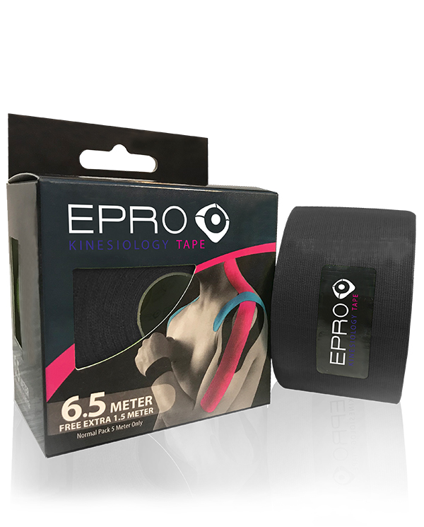 EPRO Kinesiology Tape - Black 6.5m (Included Free Extra 1.5m)