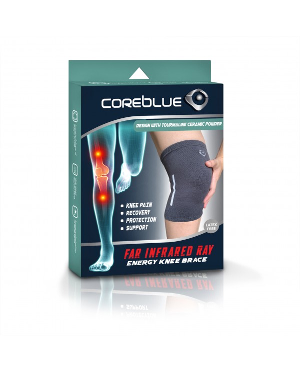 Coreblue Far Infrared Ray (FIR) Knee Support Tourmaline Knee Guard Plus Size - Grey 1 Pair (2 Pieces)